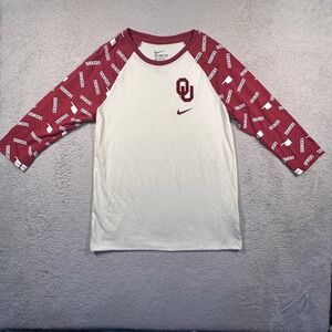 Nike Oklahoma Sooners The Nike Tee Tri‎ Blend Raglan Shirt Womens M